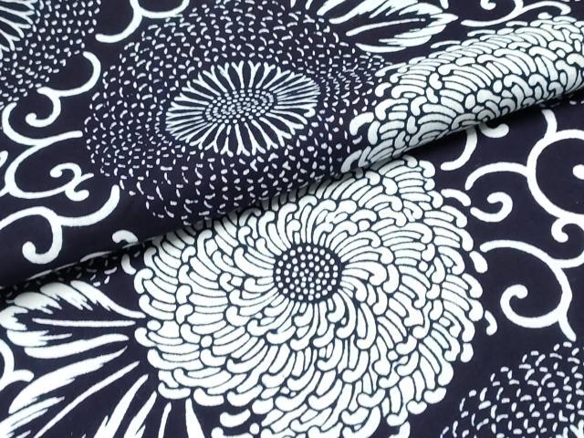 平和屋着物∴夏物　浴衣　注染　手縫い　菊唐草文　綿　逸品　CABK5502ng