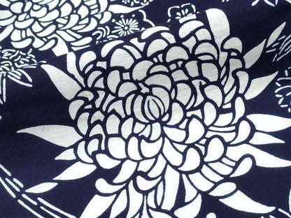 平和屋着物∴夏物　浴衣　注染　手縫い　松竹梅菊文　綿　逸品　CABK5503ng