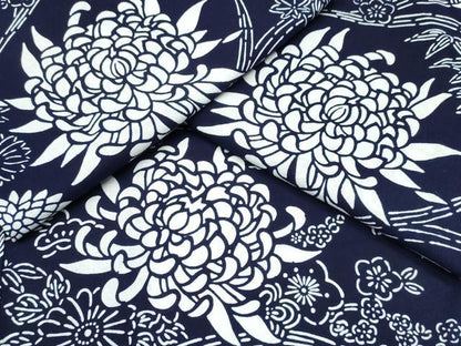 平和屋着物∴夏物　浴衣　注染　手縫い　松竹梅菊文　綿　逸品　CABK5503ng