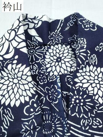 平和屋着物∴夏物　浴衣　注染　手縫い　松竹梅菊文　綿　逸品　CABK5503ng