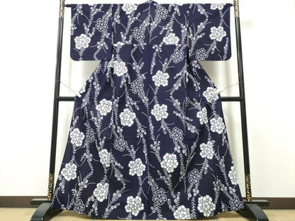 平和屋着物∴夏物　浴衣　注染　手縫い　撫子　綿　逸品　未使用　CABK5504ng
