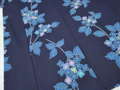 平和屋着物∴夏物　浴衣　注染　手縫い　紫陽花　アジサイ　綿　逸品　CABK5506ng