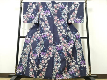 平和屋着物∴夏物　浴衣　注染　手縫い　草花尽くし　綿　逸品　CABK5507ng