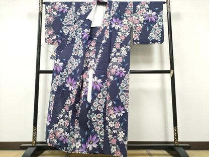 平和屋着物∴夏物　浴衣　注染　手縫い　草花尽くし　綿　逸品　CABK5507ng