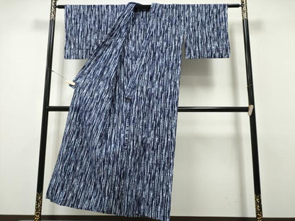 平和屋着物∴夏物　浴衣　注染　手縫い　よろけ縞　綿　逸品　CABK5511ng