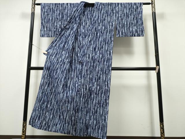 平和屋着物∴夏物　浴衣　注染　手縫い　よろけ縞　綿　逸品　CABK5511ng