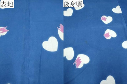 平和屋着物∴夏物　浴衣　注染　手縫い　ハート　綿　逸品　CABK5512ng