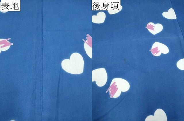 平和屋着物∴夏物　浴衣　注染　手縫い　ハート　綿　逸品　CABK5512ng