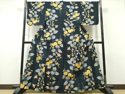 平和屋着物∴夏物　浴衣　草花文　さんび謹製　綿　逸品　CABK5514ng