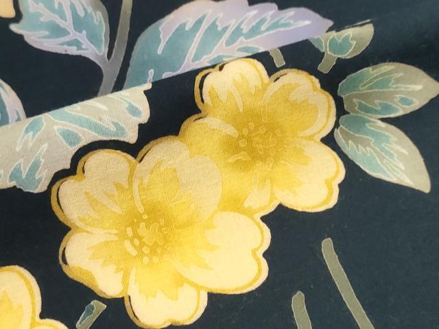 平和屋着物∴夏物　浴衣　草花文　さんび謹製　綿　逸品　CABK5514ng