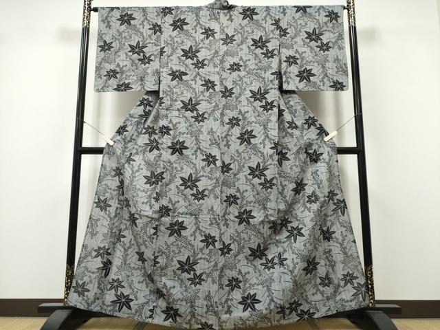 平和屋着物∴夏物　浴衣　注染　草花舞葉文　綿　逸品　CABK5515ng