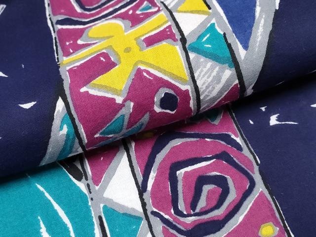 平和屋着物∴夏物　浴衣　注染　抽象文様　綿　逸品　CABK5516ng
