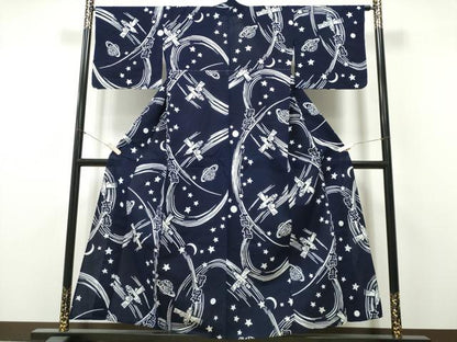 平和屋着物∴夏物　浴衣　注染　宇宙　文字文　松坂屋扱い　綿　逸品　CABK5517ng