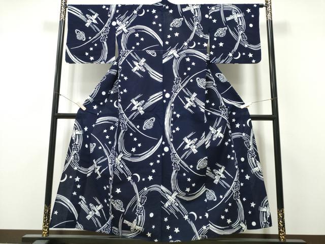 平和屋着物∴夏物　浴衣　注染　宇宙　文字文　松坂屋扱い　綿　逸品　CABK5517ng