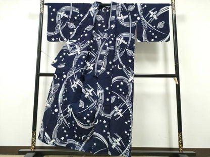 平和屋着物∴夏物　浴衣　注染　宇宙　文字文　松坂屋扱い　綿　逸品　CABK5517ng