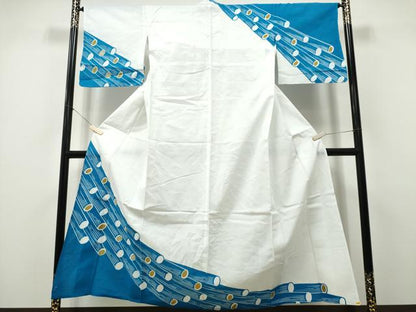 平和屋着物∴夏物　訪問着・浴衣兼用　絵羽浴衣　注染　手縫い　抽象文様　綿　逸品　CABK5520ng