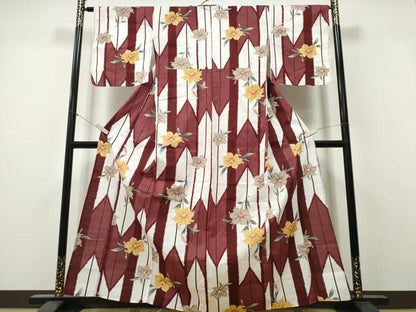 平和屋着物∴夏物　浴衣　百合　矢羽文　綿　逸品　CABK5521ng