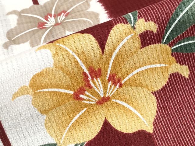 平和屋着物∴夏物　浴衣　百合　矢羽文　綿　逸品　CABK5521ng