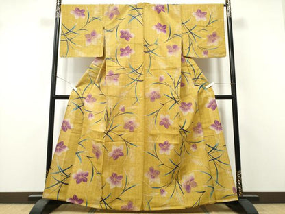 平和屋着物∴夏物　浴衣　注染　草花文　日本製　綿　逸品　CABK5522ng