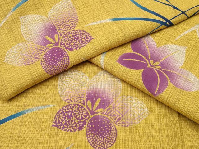平和屋着物∴夏物　浴衣　注染　草花文　日本製　綿　逸品　CABK5522ng