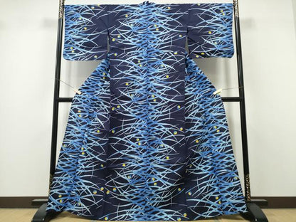 平和屋着物∴夏物　浴衣　注染　蛍　ホタル　芝草文　日本製　綿　逸品　CABK5523ng