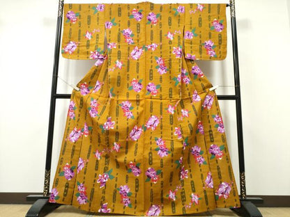 平和屋着物∴夏物　浴衣　舞花文　金彩　綿　逸品　未使用　CABK5526ng