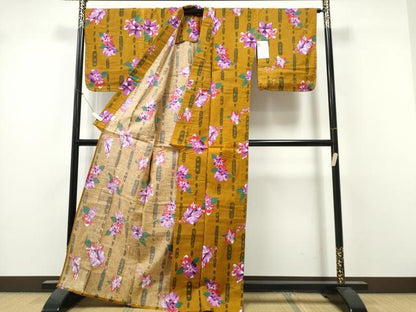 平和屋着物∴夏物　浴衣　舞花文　金彩　綿　逸品　未使用　CABK5526ng