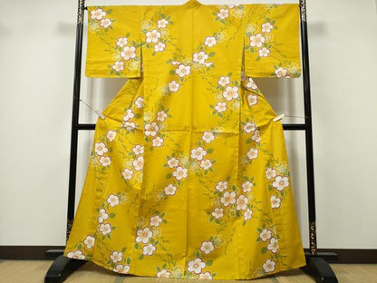 平和屋着物∴夏物　浴衣　枝垂れ柳舞花文　綿　逸品　未使用　CABK5527ng