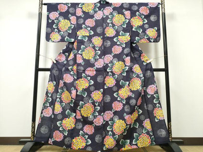 平和屋着物∴夏物　浴衣　鞠　紫陽花　アジサイ　綿　逸品　未使用　CABK5528ng