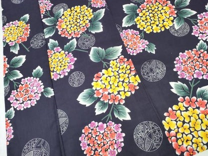 平和屋着物∴夏物　浴衣　鞠　紫陽花　アジサイ　綿　逸品　未使用　CABK5528ng
