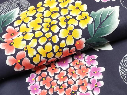 平和屋着物∴夏物　浴衣　鞠　紫陽花　アジサイ　綿　逸品　未使用　CABK5528ng