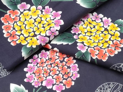 平和屋着物∴夏物　浴衣　鞠　紫陽花　アジサイ　綿　逸品　未使用　CABK5528ng