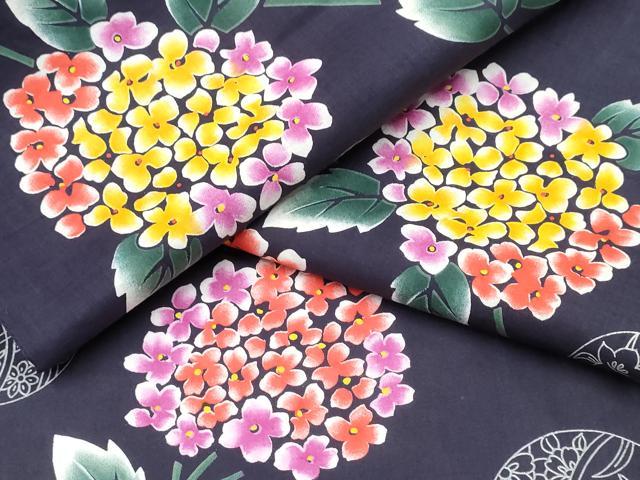 平和屋着物∴夏物　浴衣　鞠　紫陽花　アジサイ　綿　逸品　未使用　CABK5528ng