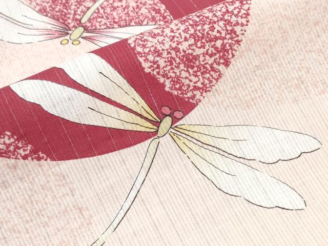 平和屋着物∴夏物　浴衣　蜻蛉　丸文　銀糸　綿　逸品　未使用　CABK5529ng