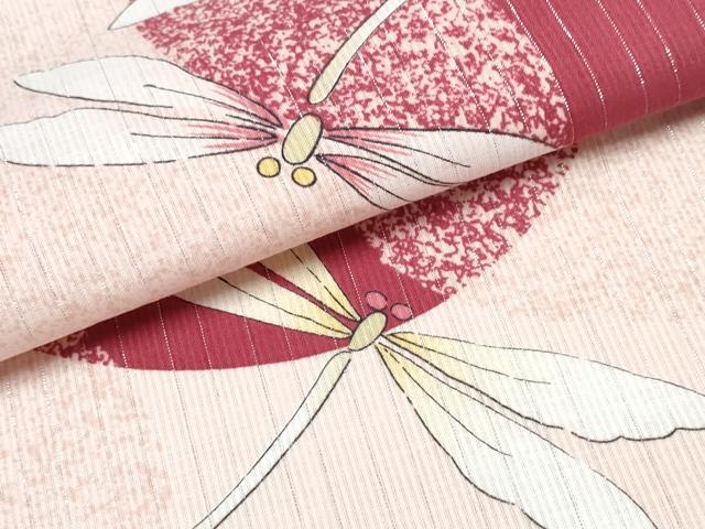 平和屋着物∴夏物　浴衣　蜻蛉　丸文　銀糸　綿　逸品　未使用　CABK5529ng