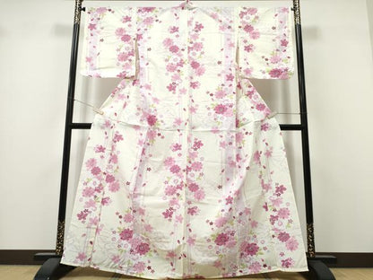 平和屋着物∴夏物　浴衣　舞蝶桜　綿　逸品　未使用　CABK5535ng