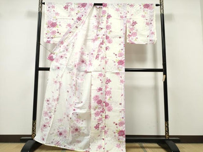 平和屋着物∴夏物　浴衣　舞蝶桜　綿　逸品　未使用　CABK5535ng