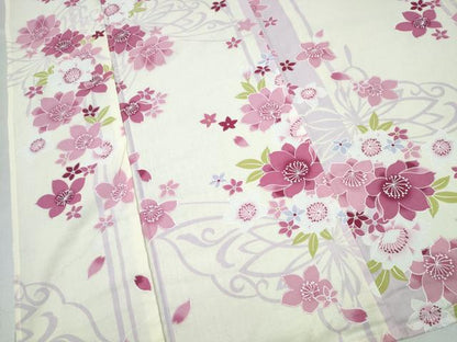 平和屋着物∴夏物　浴衣　舞蝶桜　綿　逸品　未使用　CABK5535ng