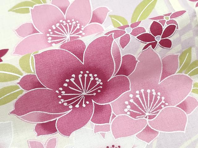 平和屋着物∴夏物　浴衣　舞蝶桜　綿　逸品　未使用　CABK5535ng