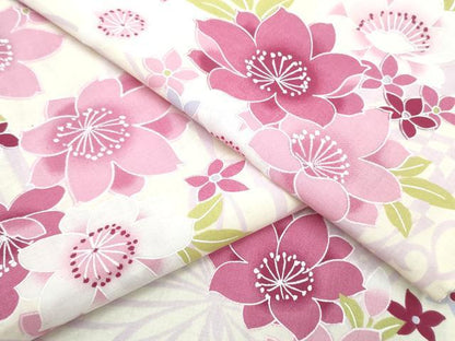 平和屋着物∴夏物　浴衣　舞蝶桜　綿　逸品　未使用　CABK5535ng