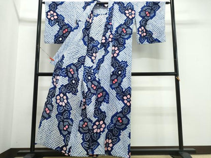 平和屋着物∴夏物　浴衣　有松鳴海絞り　舞花文　綿　逸品　CABK5541ng