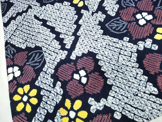 平和屋着物∴夏物　浴衣　有松鳴海絞り　枝花文　綿　逸品　CABK5546ng