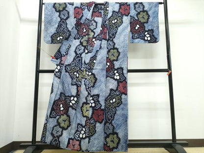 平和屋着物∴夏物　浴衣　有松鳴海絞り　舞花文　綿　逸品　CABK5551ng