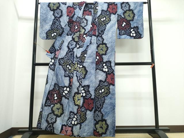 平和屋着物∴夏物　浴衣　有松鳴海絞り　舞花文　綿　逸品　CABK5551ng