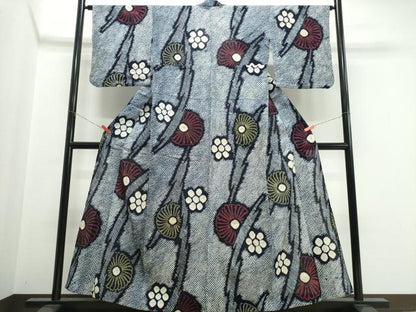 平和屋着物∴夏物　浴衣　有松鳴海絞り　枝菊文　綿　逸品　CABK5558ng