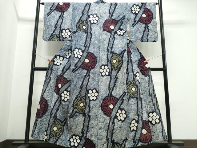 平和屋着物∴夏物　浴衣　有松鳴海絞り　枝菊文　綿　逸品　CABK5558ng