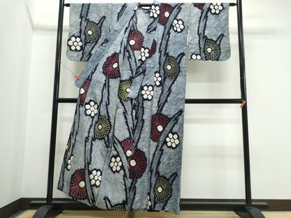 平和屋着物∴夏物　浴衣　有松鳴海絞り　枝菊文　綿　逸品　CABK5558ng