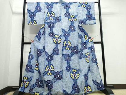 平和屋着物∴夏物　浴衣　有松鳴海絞り　洋花文　綿　逸品　CABK5560ng