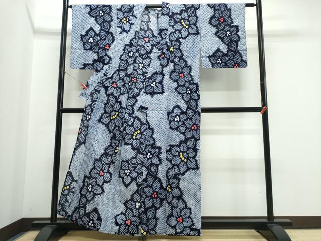 平和屋着物∴夏物　浴衣　有松鳴海絞り　舞花文　綿　逸品　未使用　CABK5563ng
