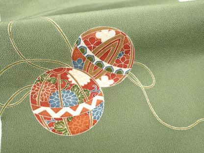 平和屋着物●創作　九寸名古屋帯　型染め　花毬文　鬼しぼ縮緬　正絹　逸品　CABK5606hy